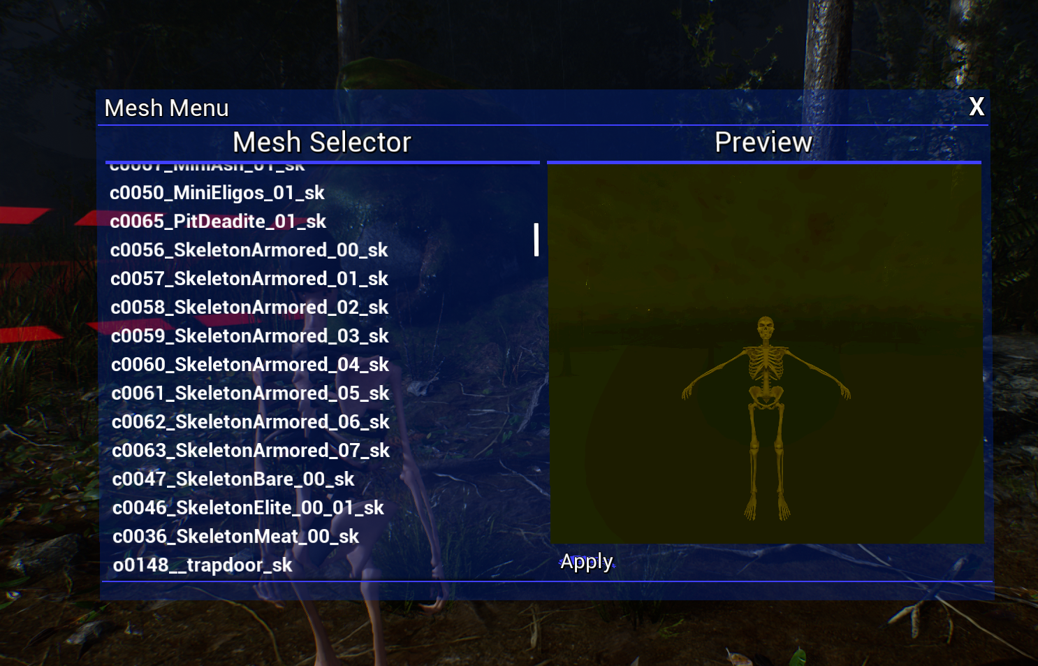Evil Dead Mesh Selector